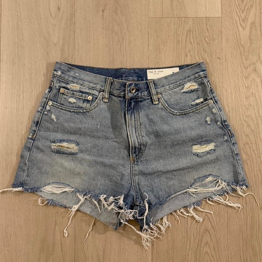 rag & bone Distressed Light Blue Denim Cutoff Shorts